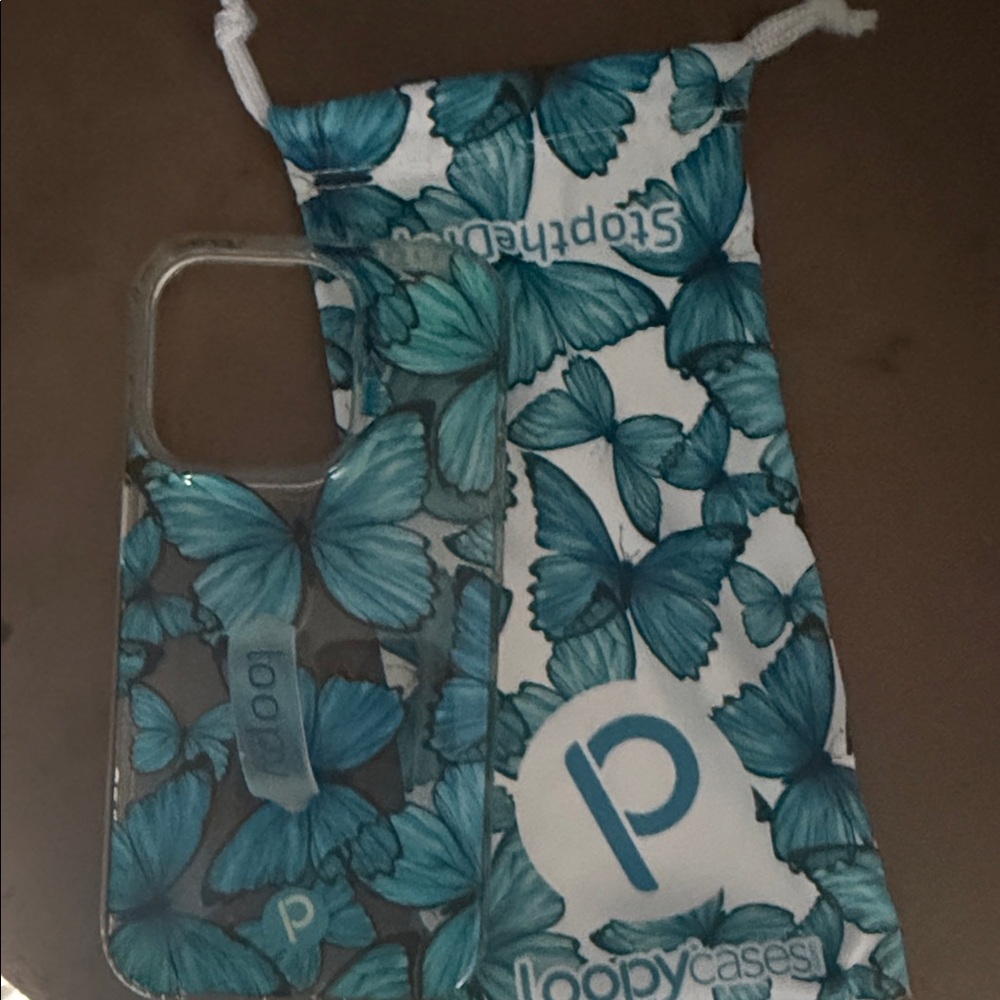 Loopy Case Teal Butterfly iPhone 14 Pro case
